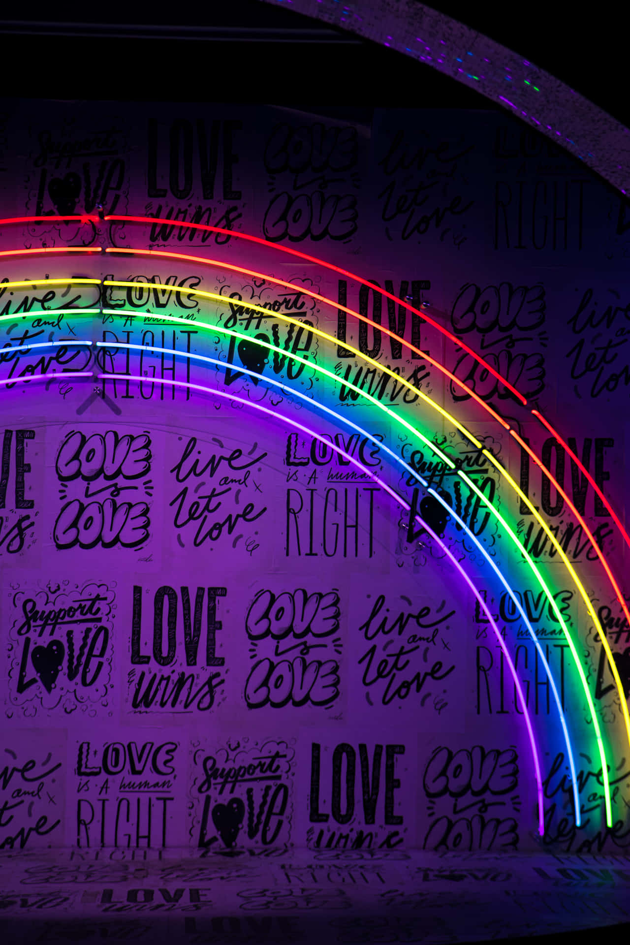 Sød LGBT regnbue neon lys til din skrivebord eller mobil! Wallpaper
