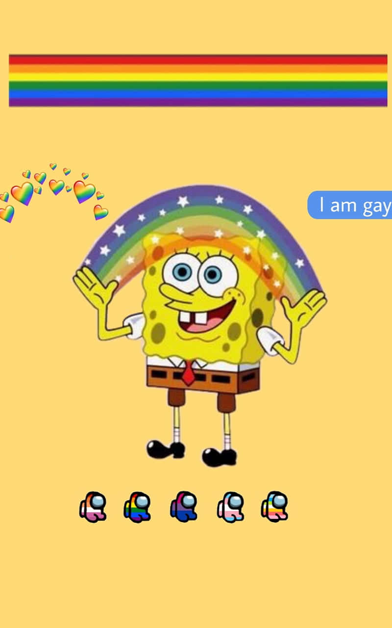 Søde LGBT SpongeBob og Among Us-karakterer bringer liv til enhver skrivebord. Wallpaper