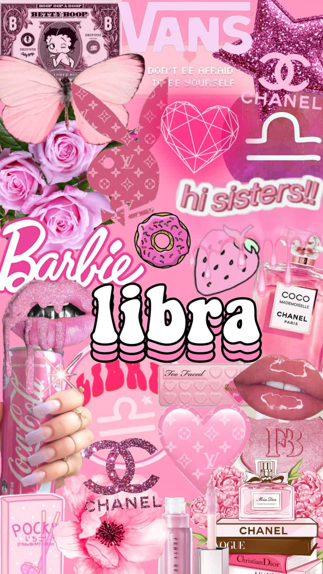 Pink Aesthetic Cute Libra Graphic Art Wallpaper