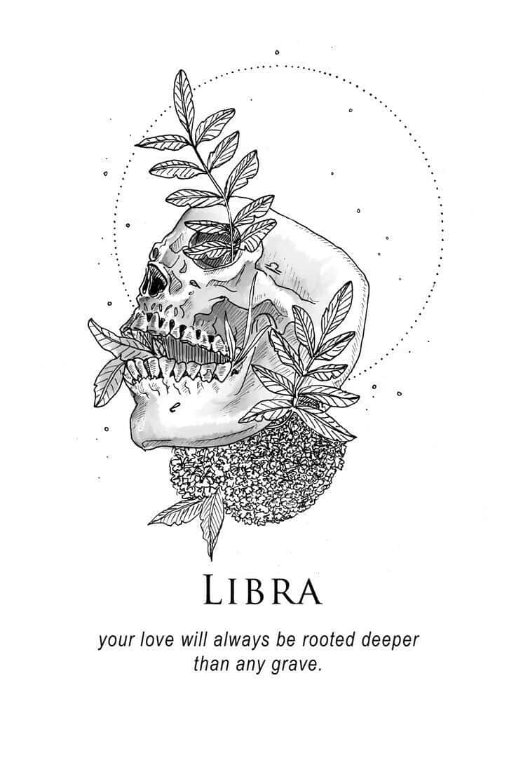 Cute Libra Skull Digital Illustration Wallpaper