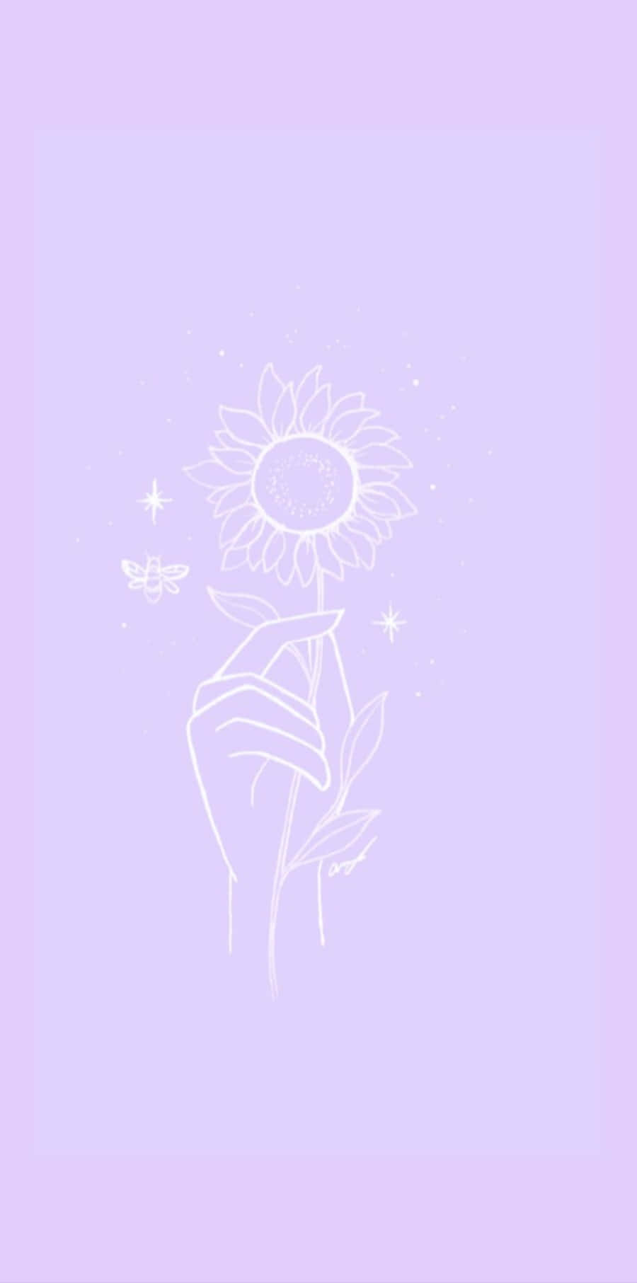 Cute Light Purple Hand With Flower Drawing Wallpaper