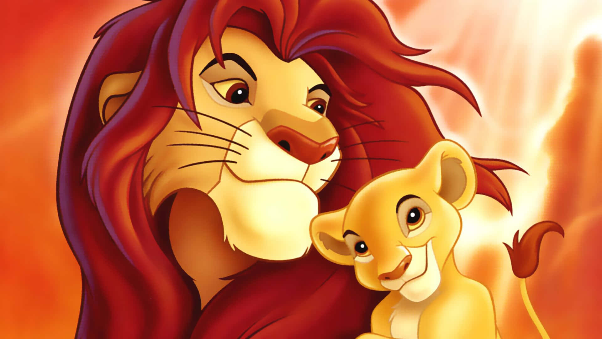 Download Cute Lion King Simba With Father Mufasa Wallpaper 