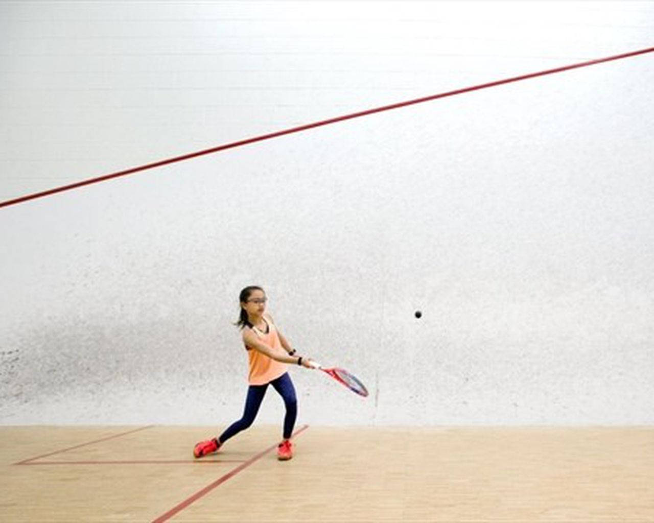 Cute Little Girl Playing Squash Background