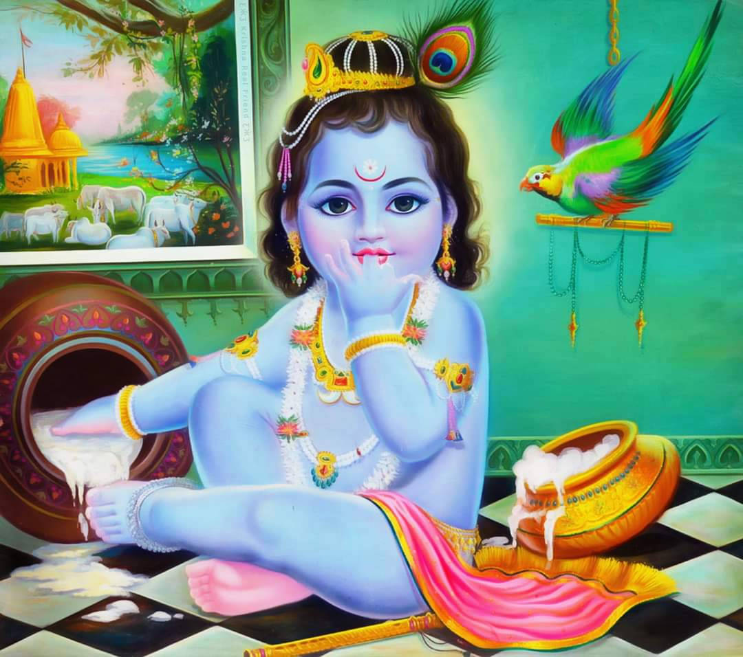 Sød lille Krishna HD Wallpaper