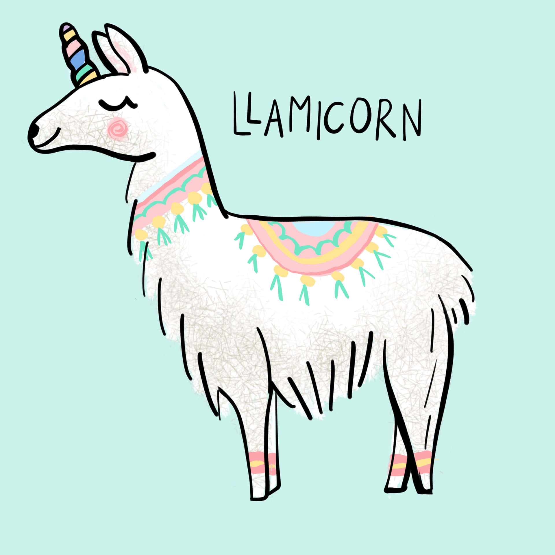 Cute Llama X Unicorn Wallpaper