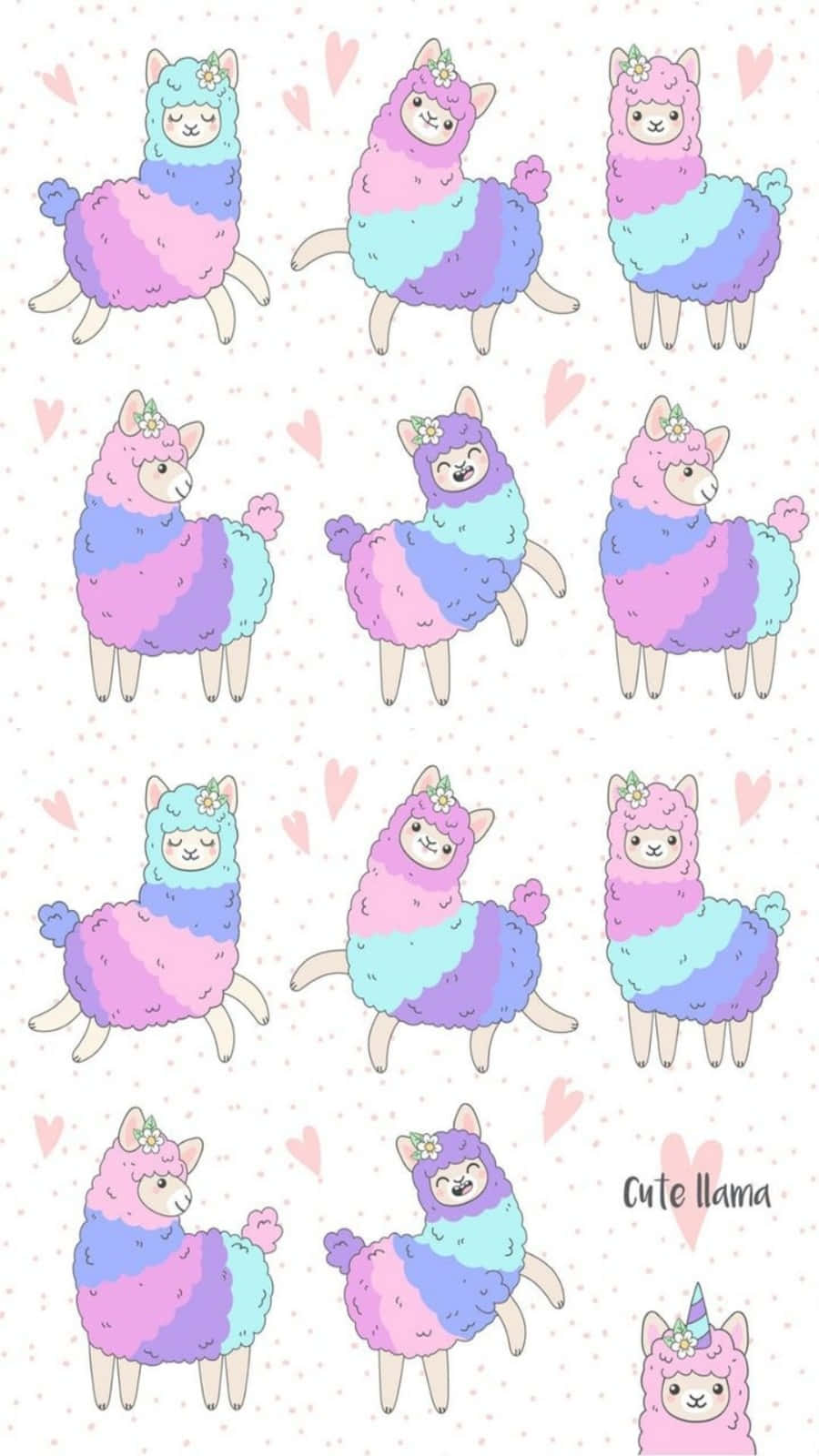 Cute Llama Seamless Pattern Wallpaper