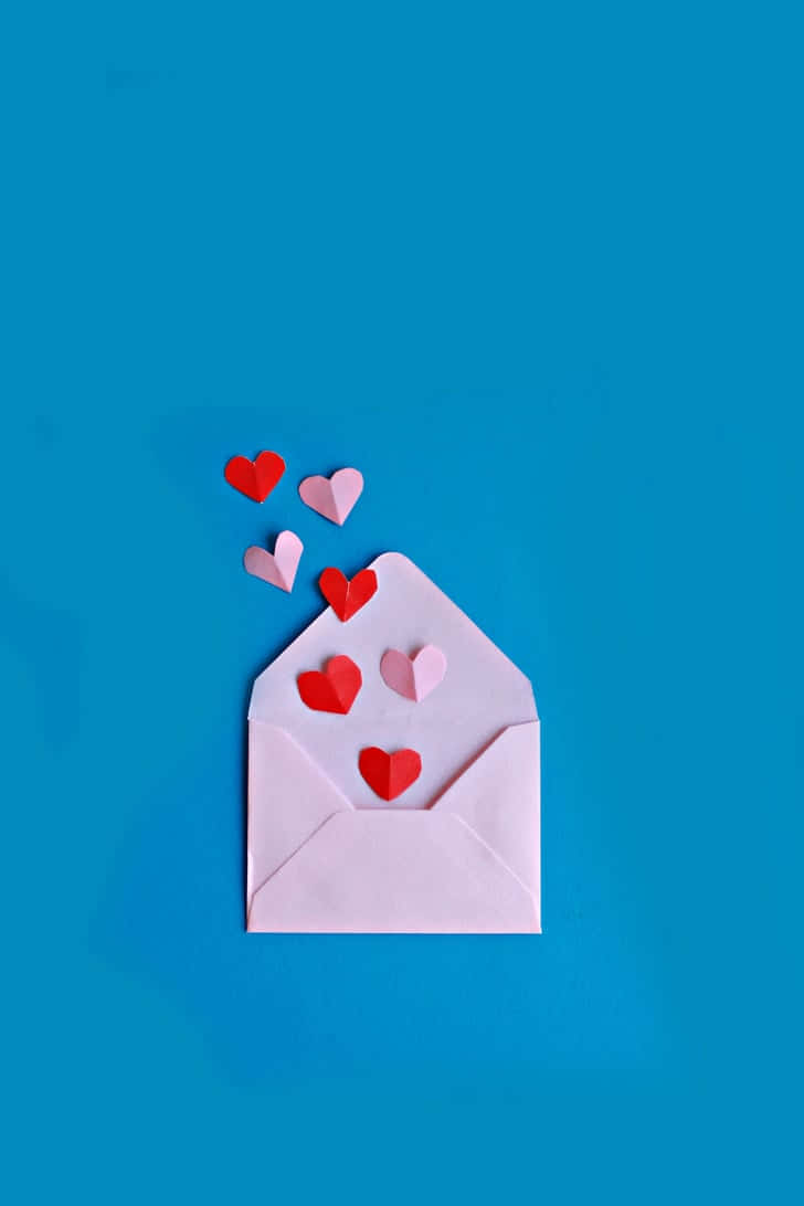Fundode Tela De Bloqueio Fofo Com Corações Em Formato De Envelope. Papel de Parede
