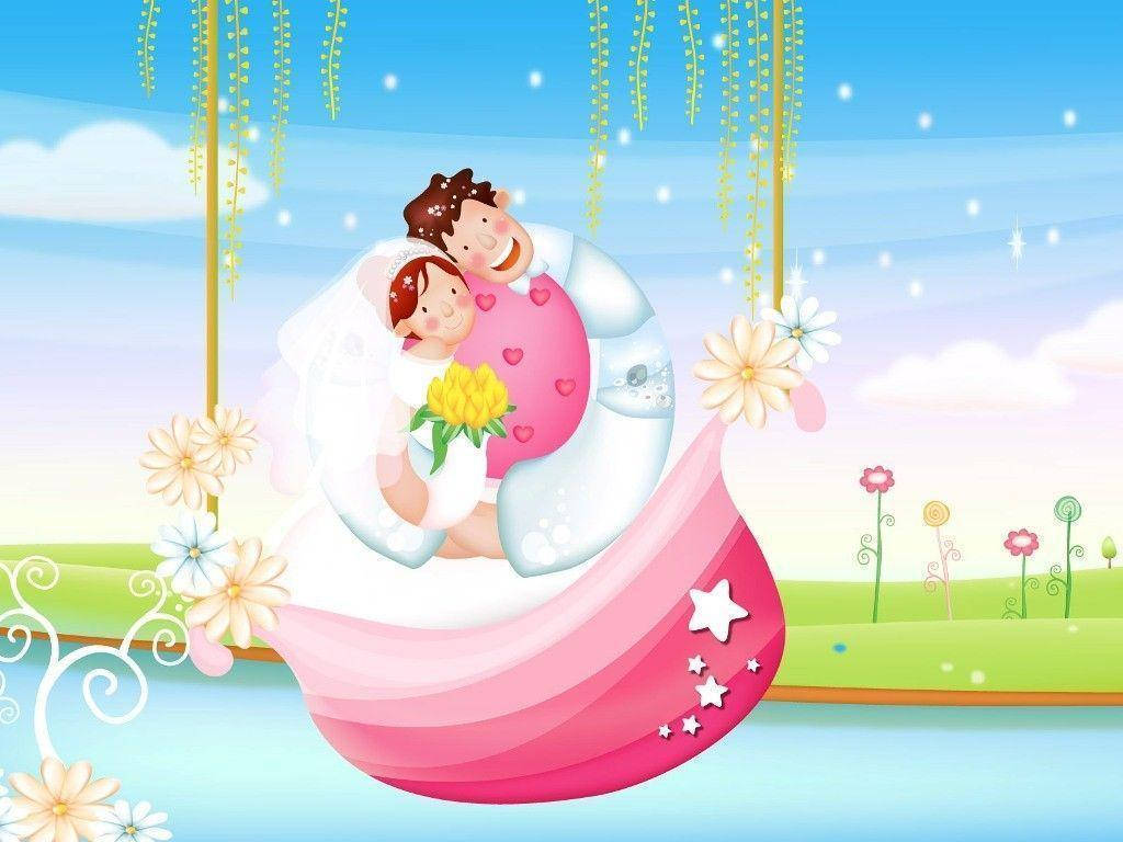 Download Cute Love Cartoon Couple Wallpaper 