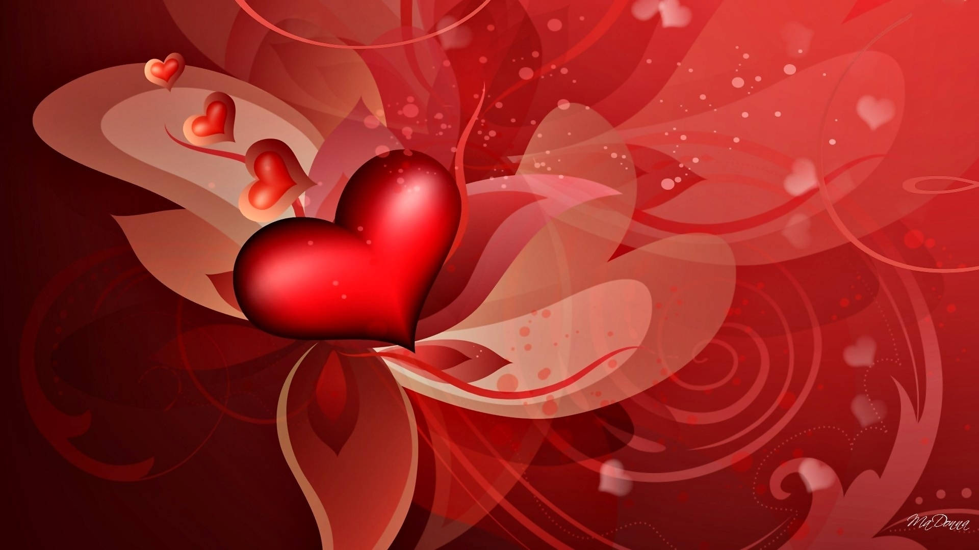 Cute Love Heart Graphic Design Wallpaper