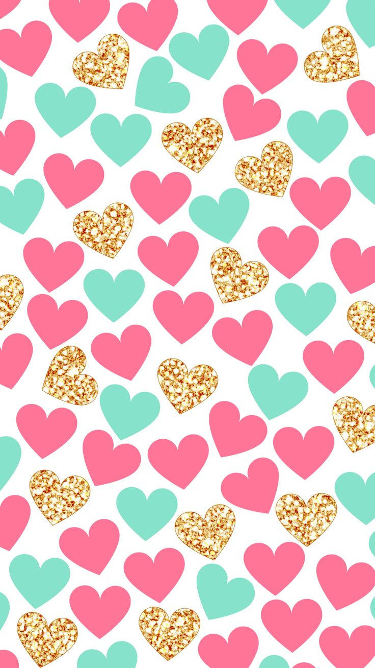 Cute Love Heart In Different Colors Wallpaper