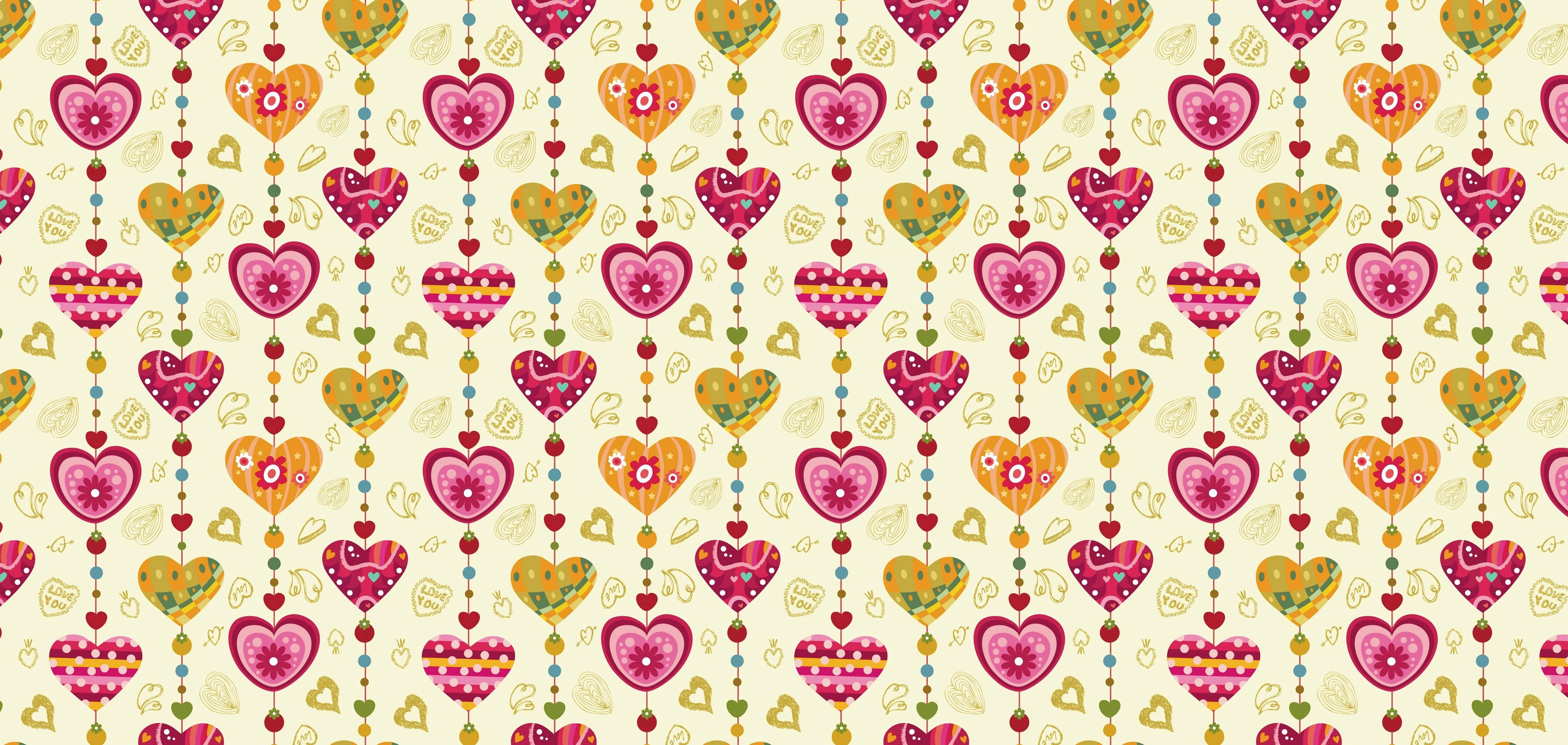 Cute Love Heart Pastel Design Wallpaper