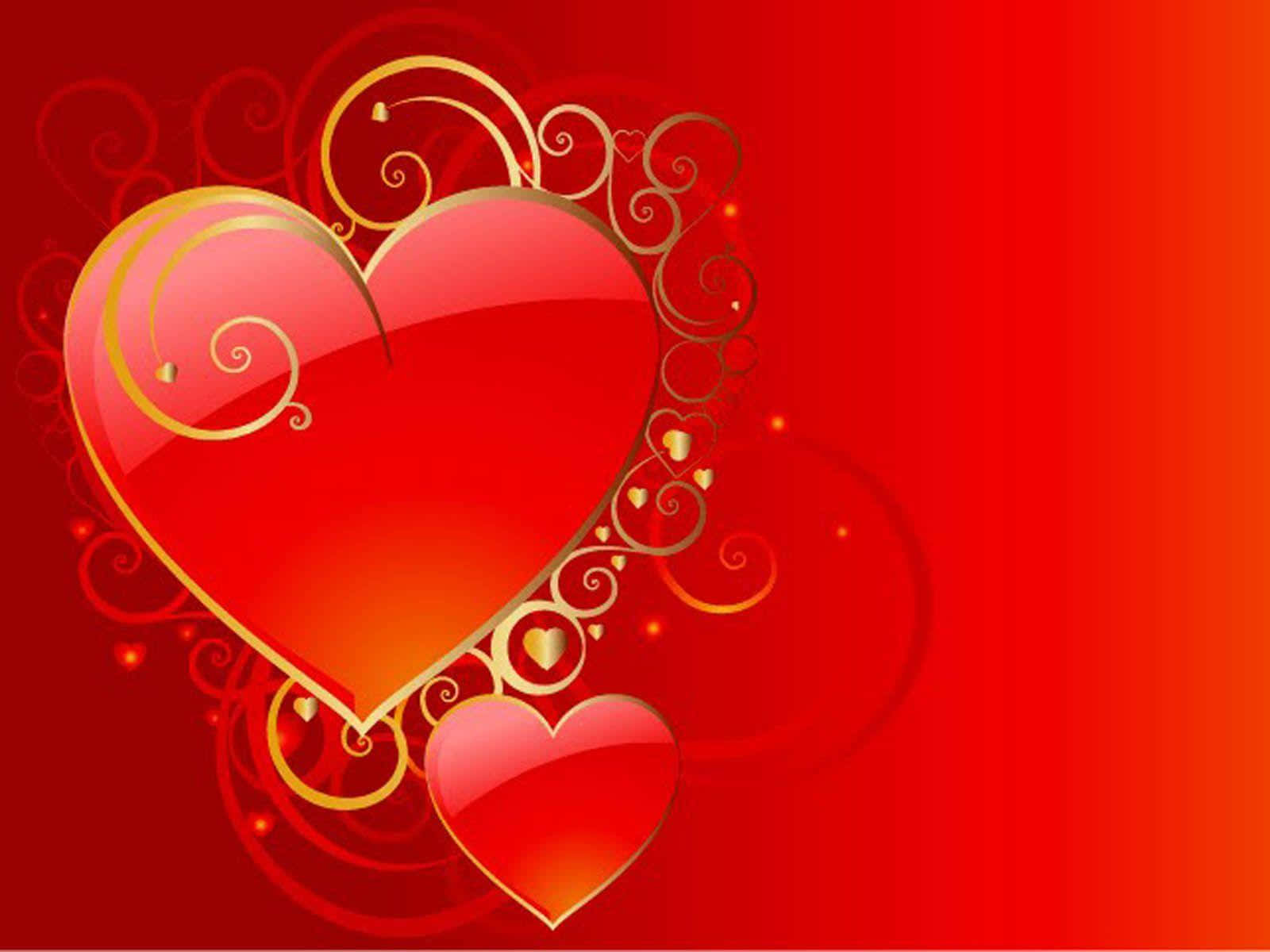 Two Hearts On A Red Background
