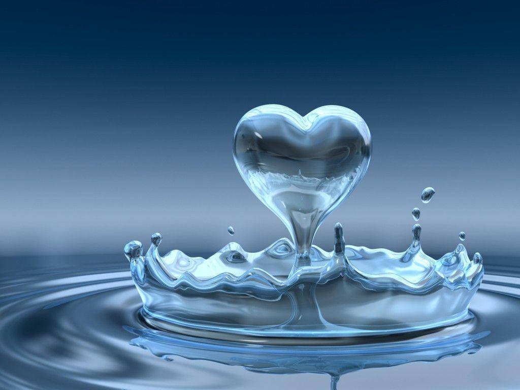 Sødt Kærlighed Vand Hjerte Baggrund Wallpaper