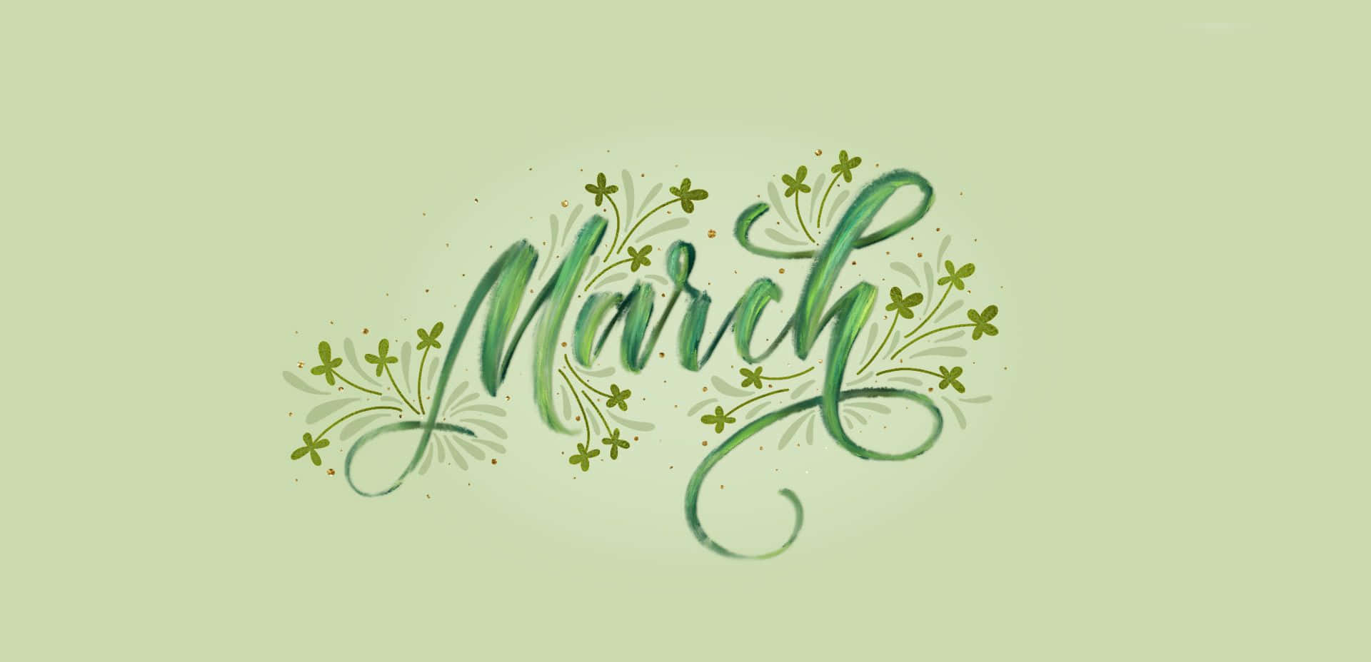 A Green Background With The Word March Written On It Wallpaper
