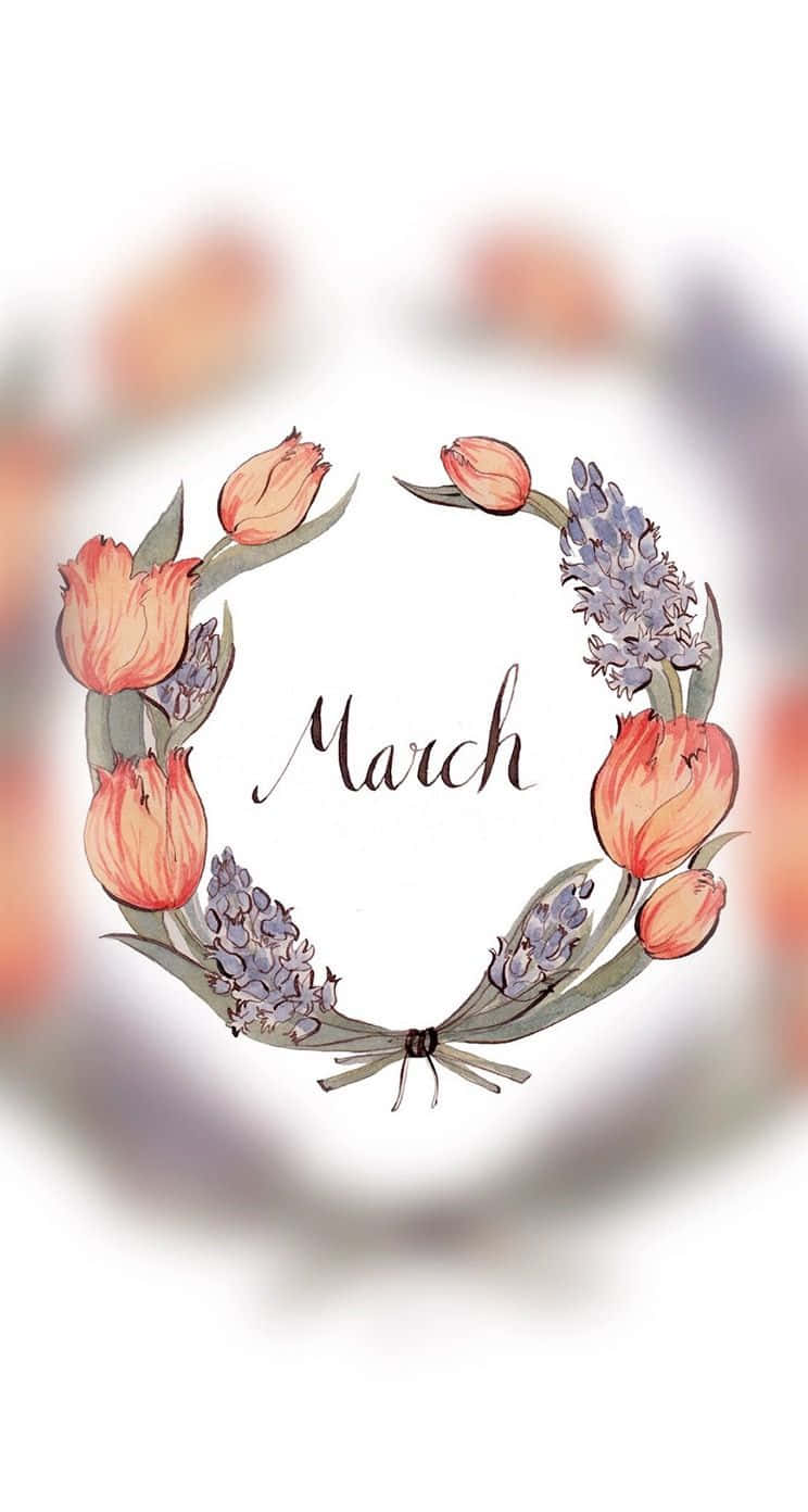 Cute March Wreath Wallpaper