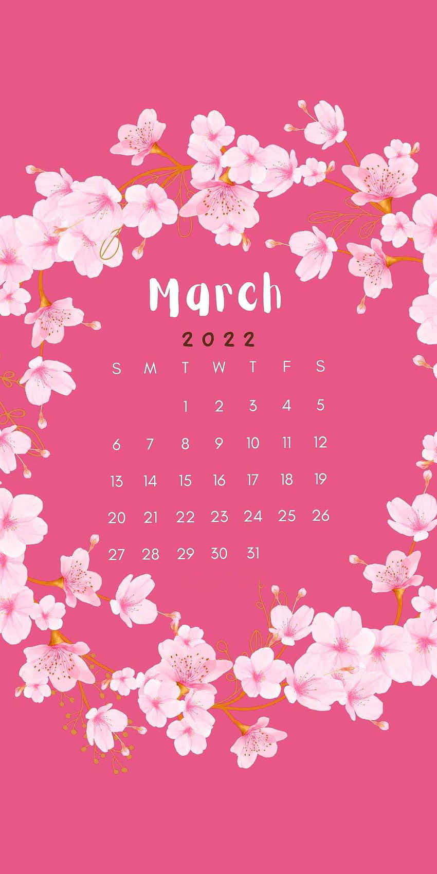 A Pink Calendar With A Pink Flower Wreath Wallpaper