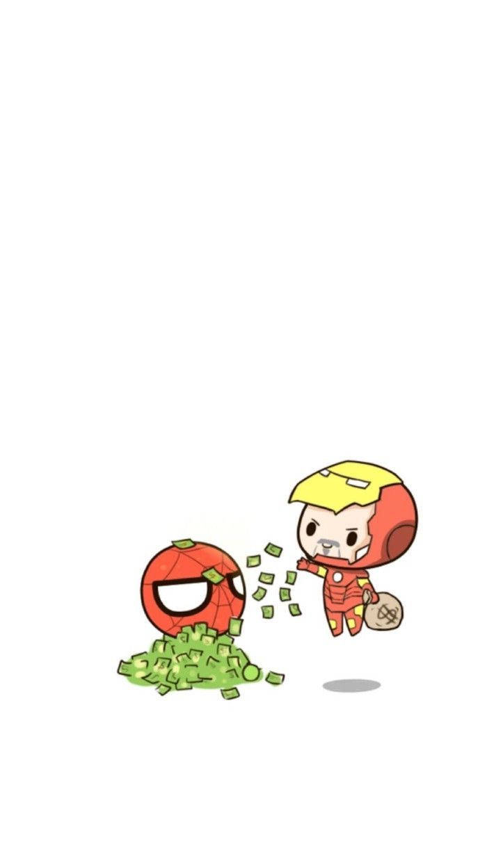 Cute Marvel Iron Man Spider-man Money Background