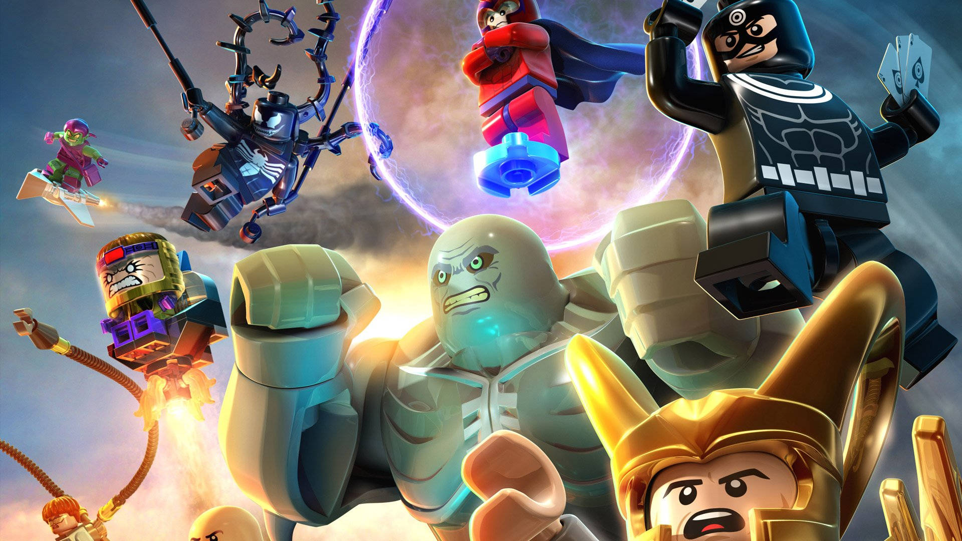 Sød Marvel Superhelte Lego Scene Wallpaper