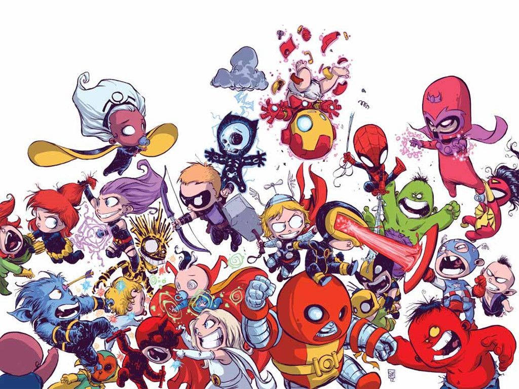 Comienzael Día Con Un Equipo De Lindos Personajes De Marvel. Fondo de pantalla