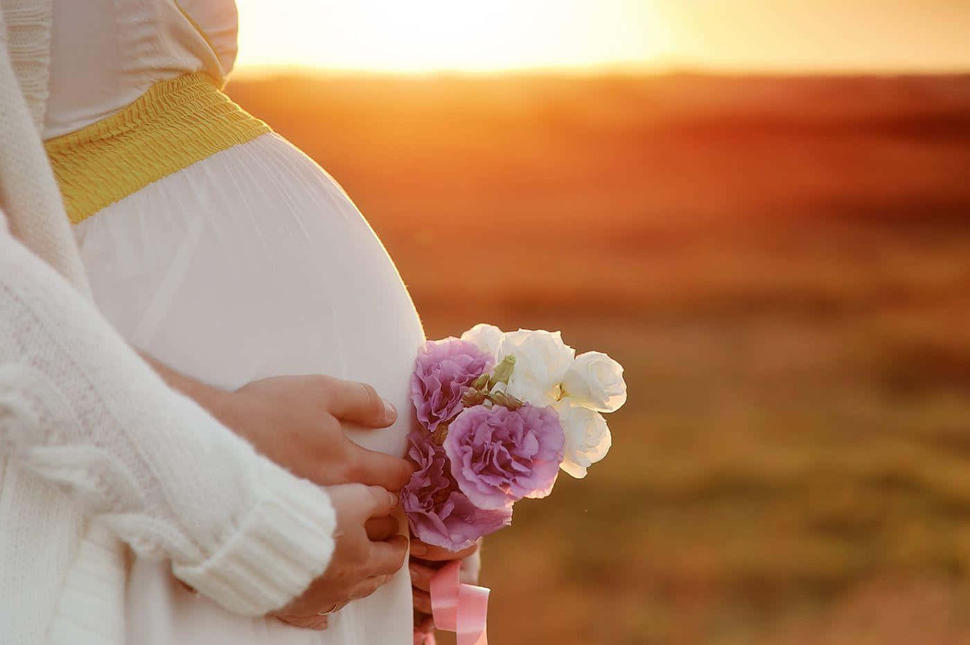 Cute Maternity Sunset Fields Picture