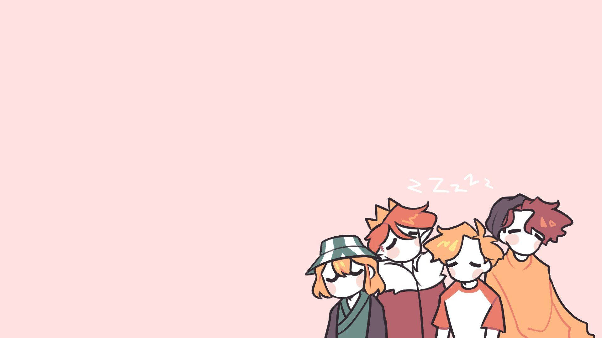 Cute MCYT Sleeping Characters Wallpaper