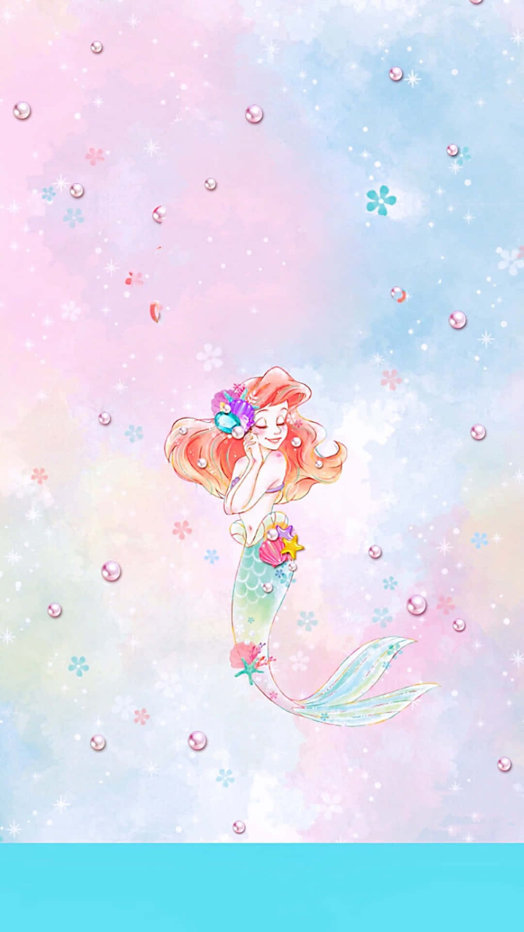Cute Mermaid Ariel Digital Drawing Wallpaper