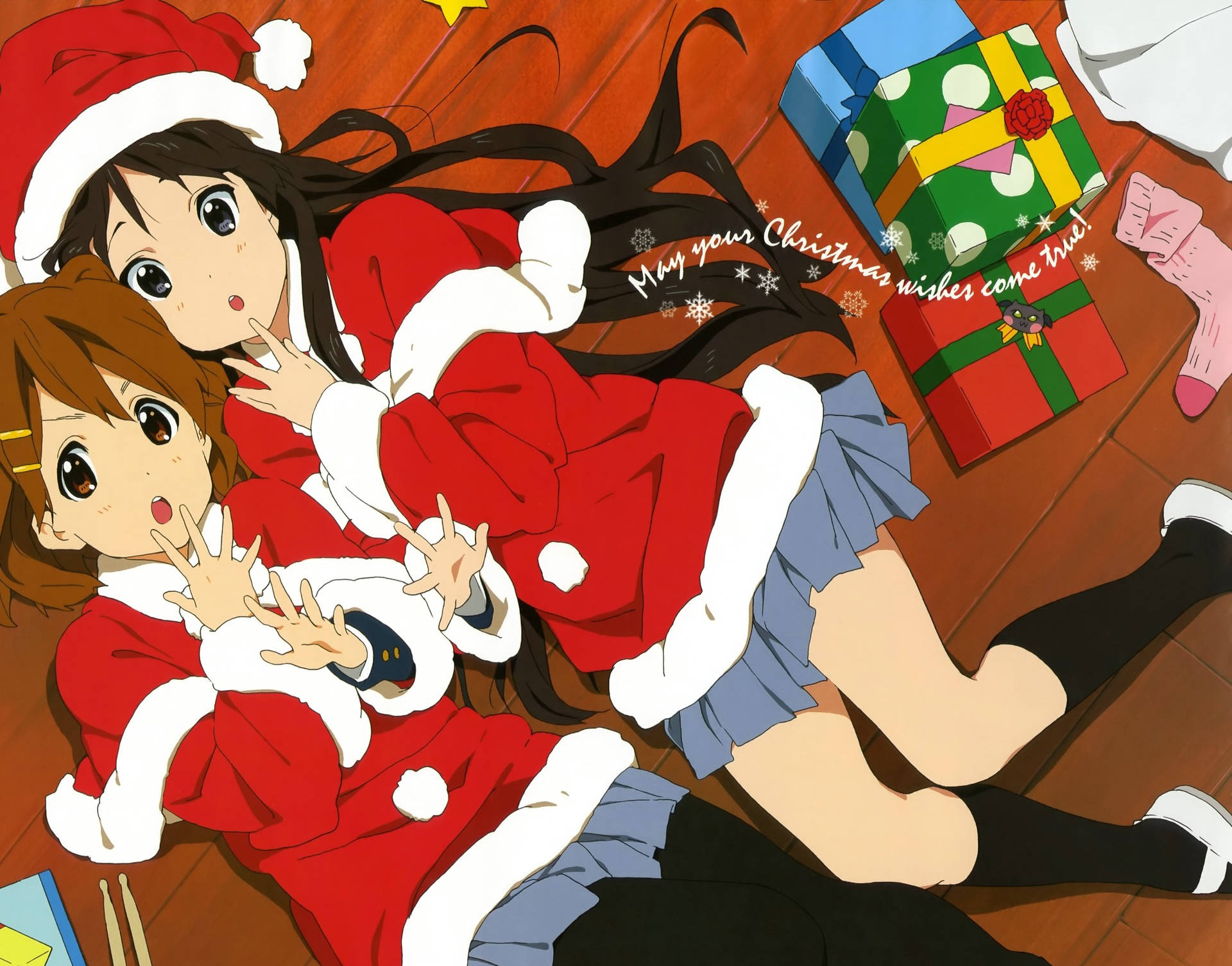 Download Cute Merry Christmas Anime Girls Wallpaper 