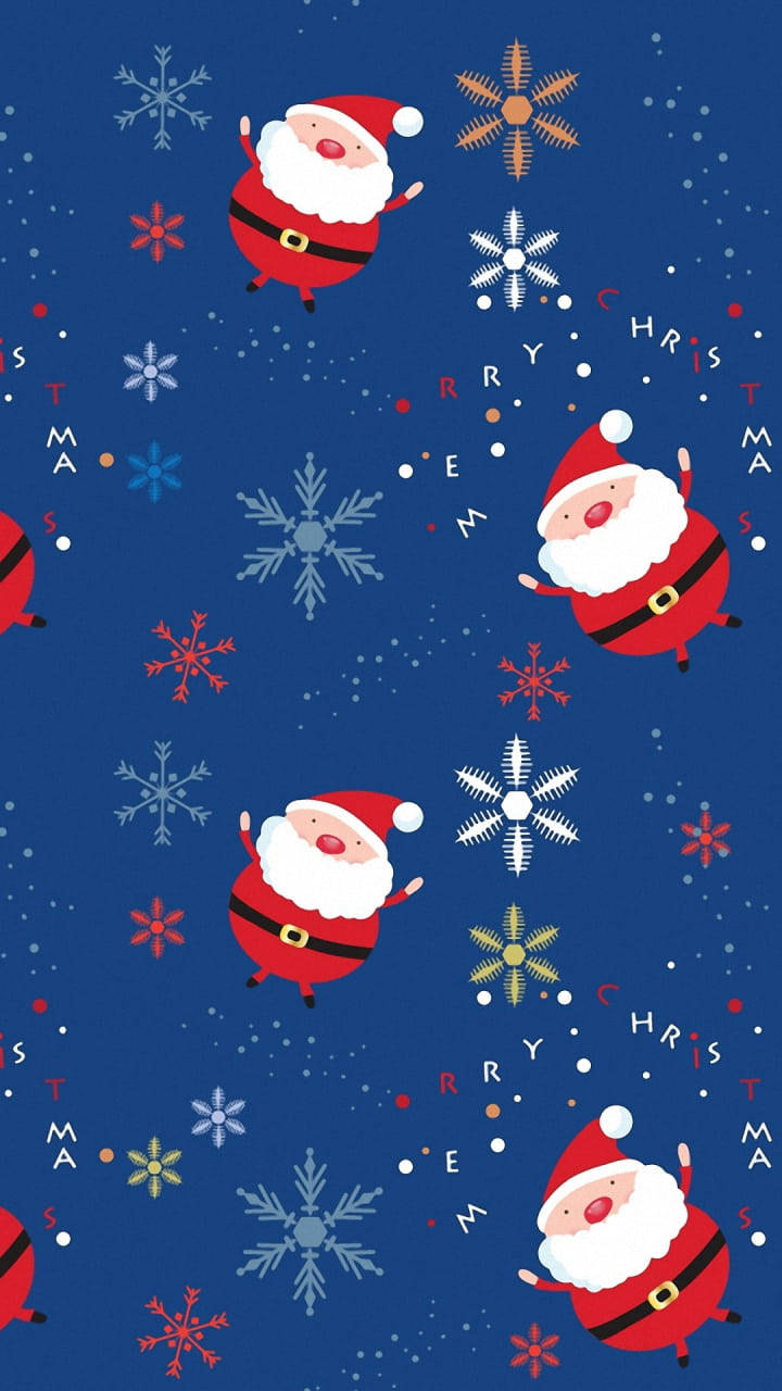Cute Merry Christmas Santa Pattern Wallpaper