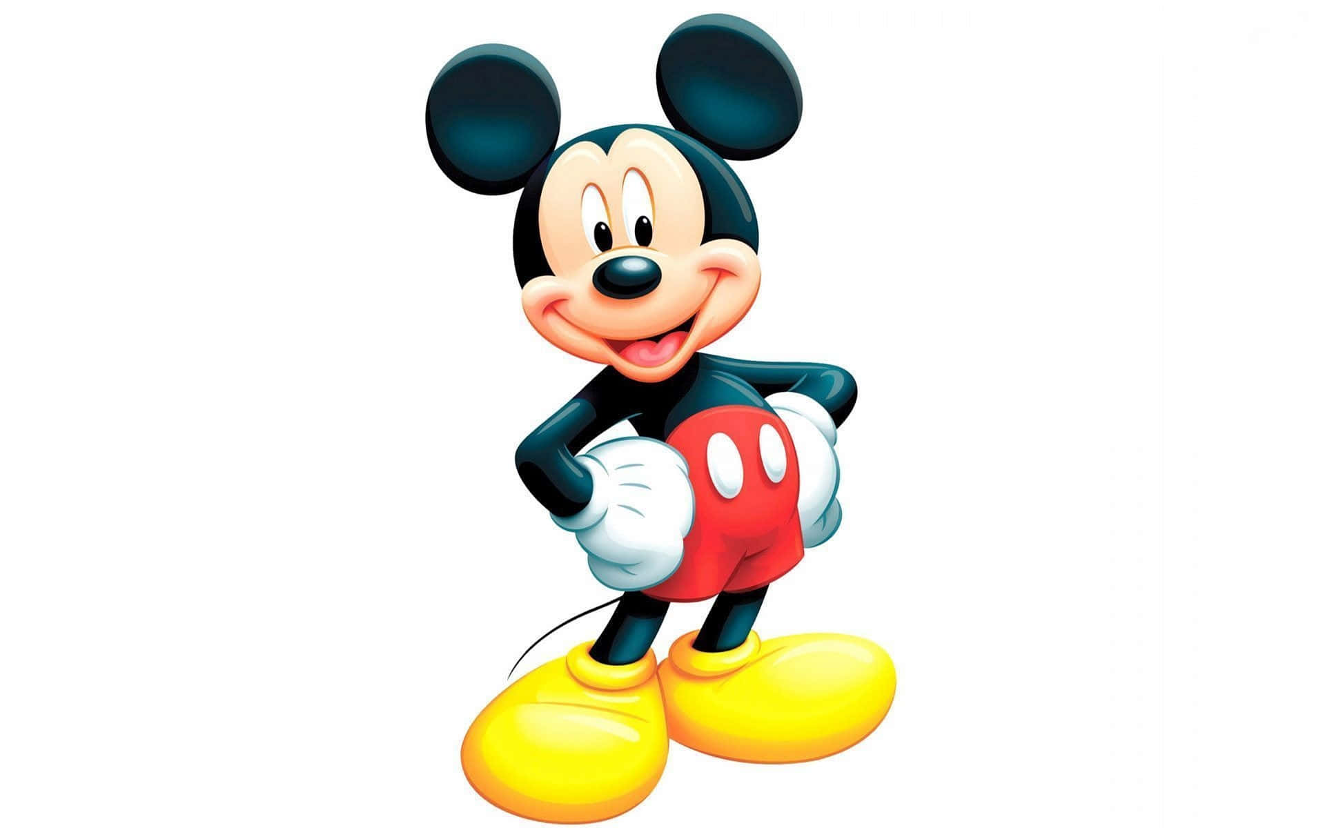 A picture of an adorable Mickey Mouse in a playful pose. Wallpaper