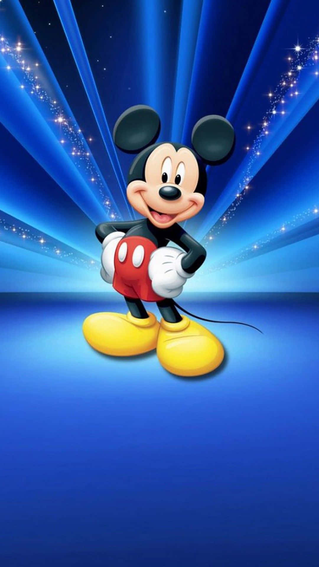 Sød Mickey Mouse Blå Baggrund Wallpaper
