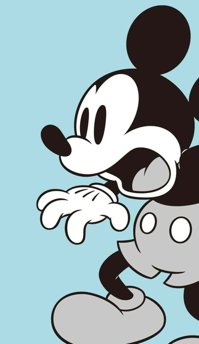 Walt Disney's ikoniske figur, den søde Mickey Mouse, stråler på dette sjove og farverige tapet. Wallpaper