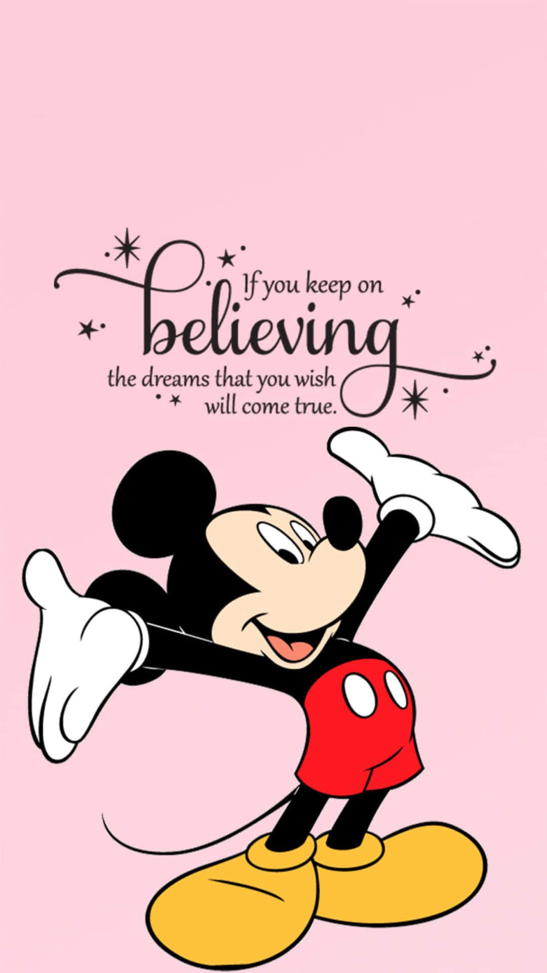 Sød Mickey Mouse Pink Quote Tapet Wallpaper
