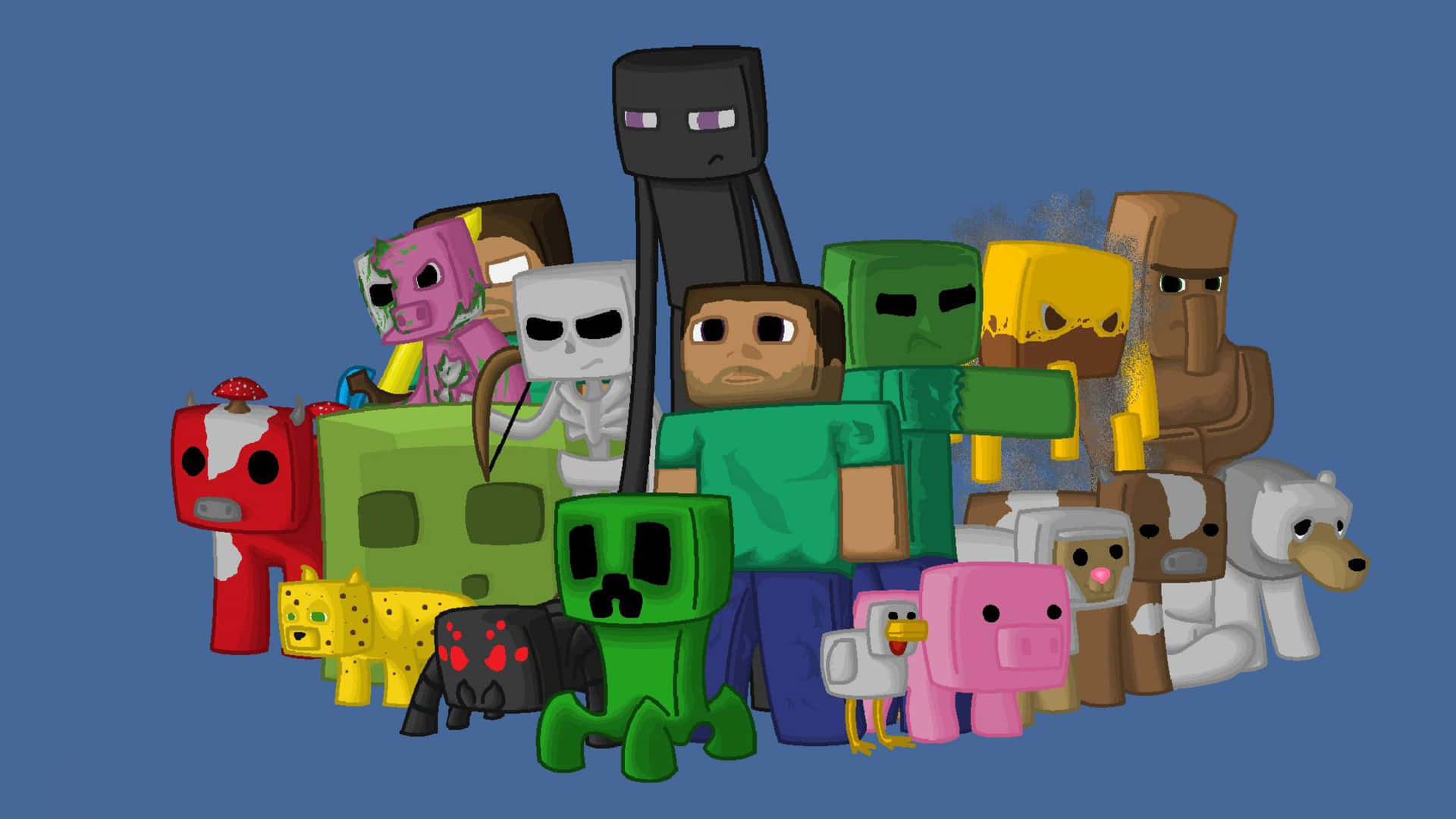 Skab din egen digitale verden med søde Minecraft-karakterer. Wallpaper