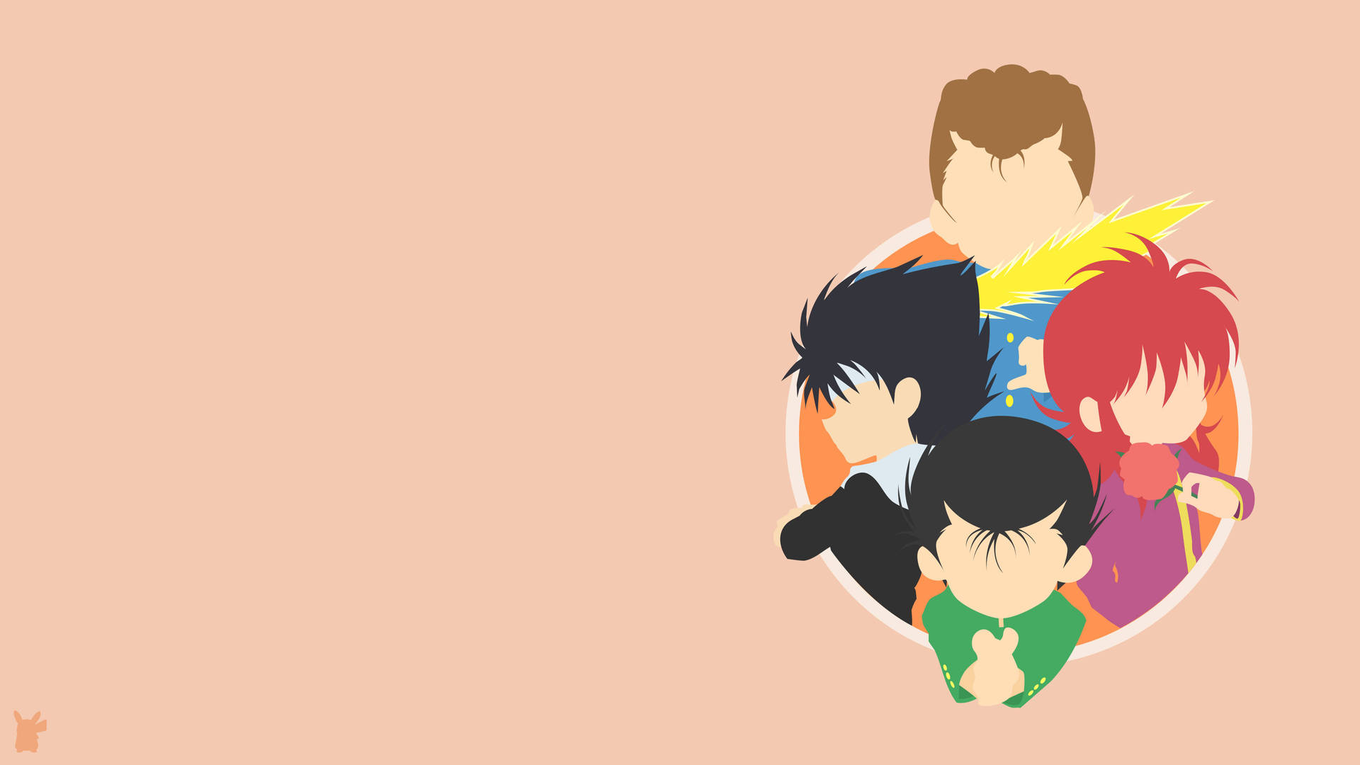 Ungruppo Di Personaggi Anime Che Si Tengono Per Mano In Cerchio Sfondo