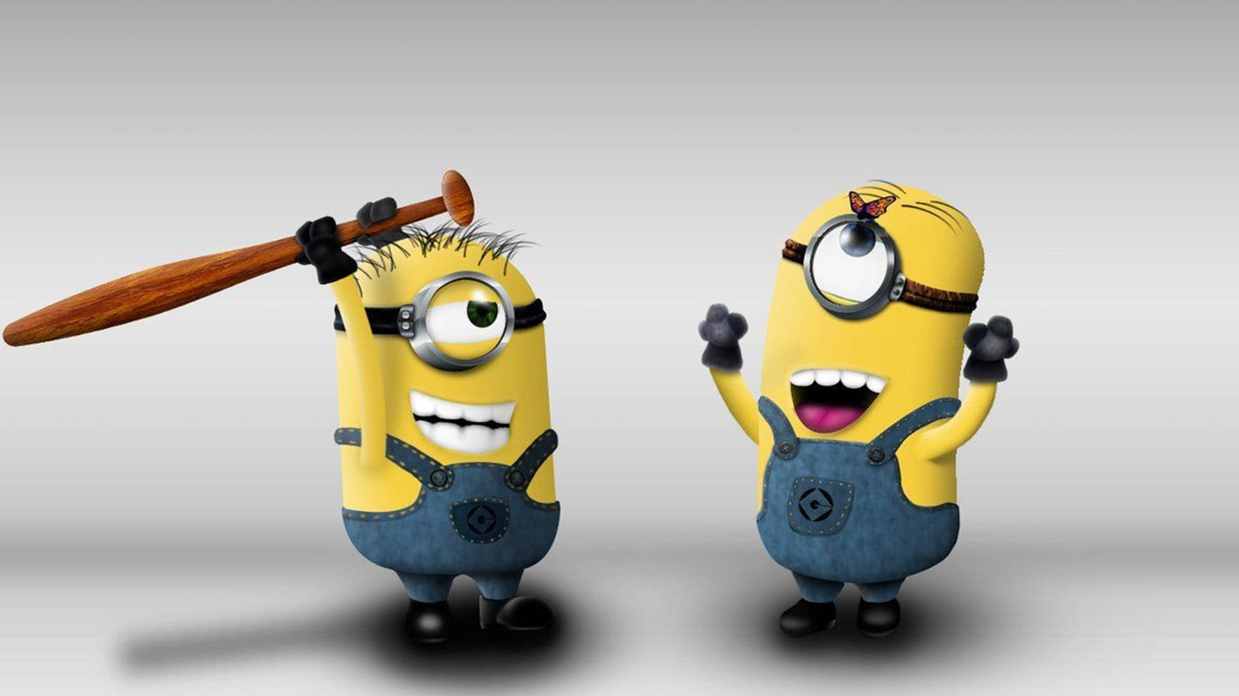 Cute Minion Stuart Playing With Carl Background