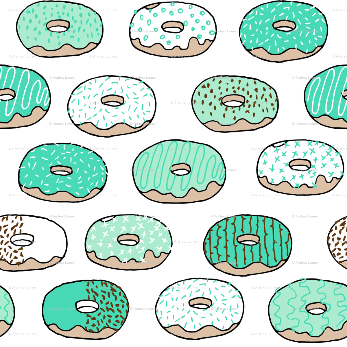 Donut Sød Mint Green Æstetisk Tapet Wallpaper