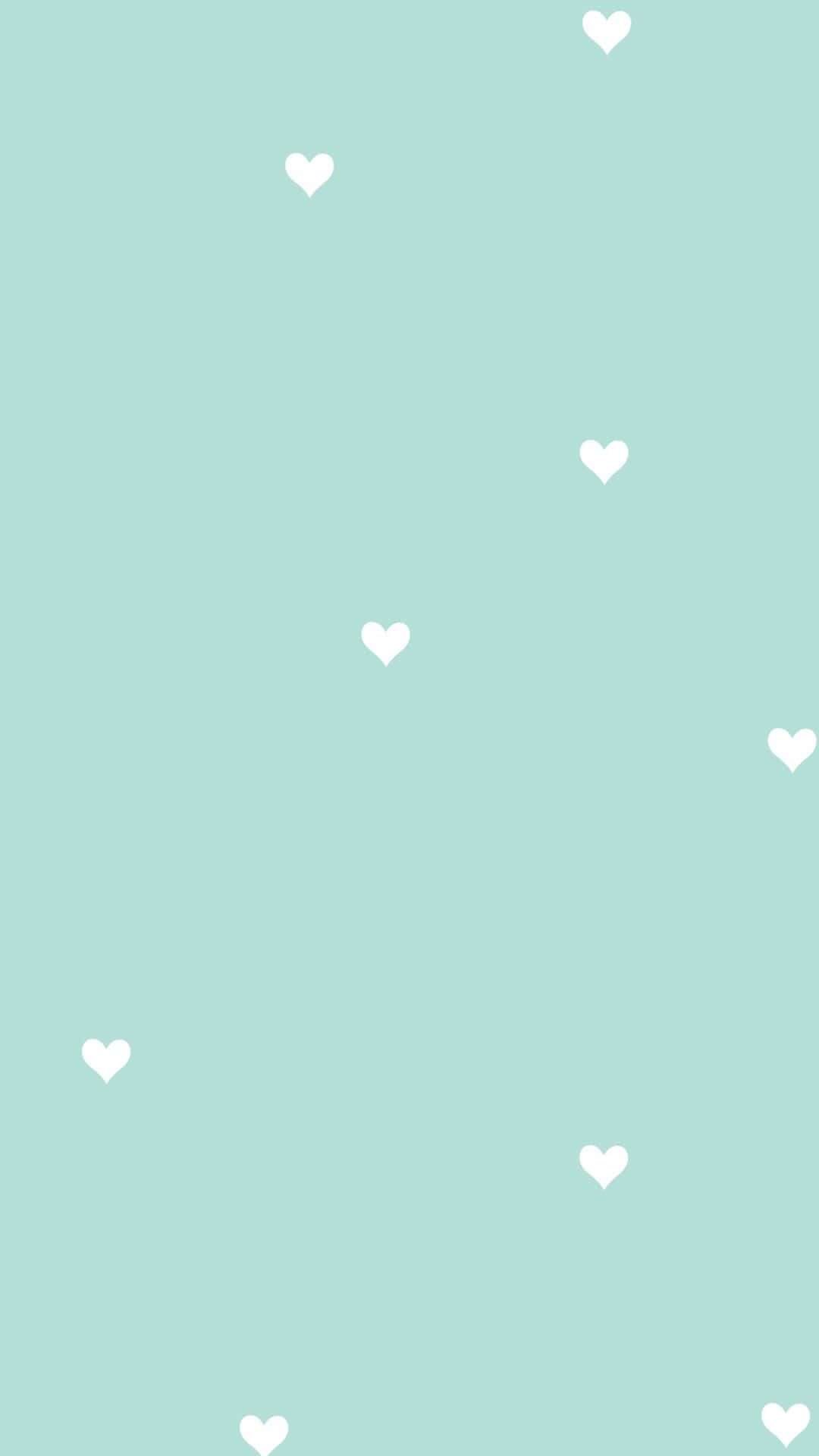 Heart Cute Mint Green Aesthetic Wallpaper