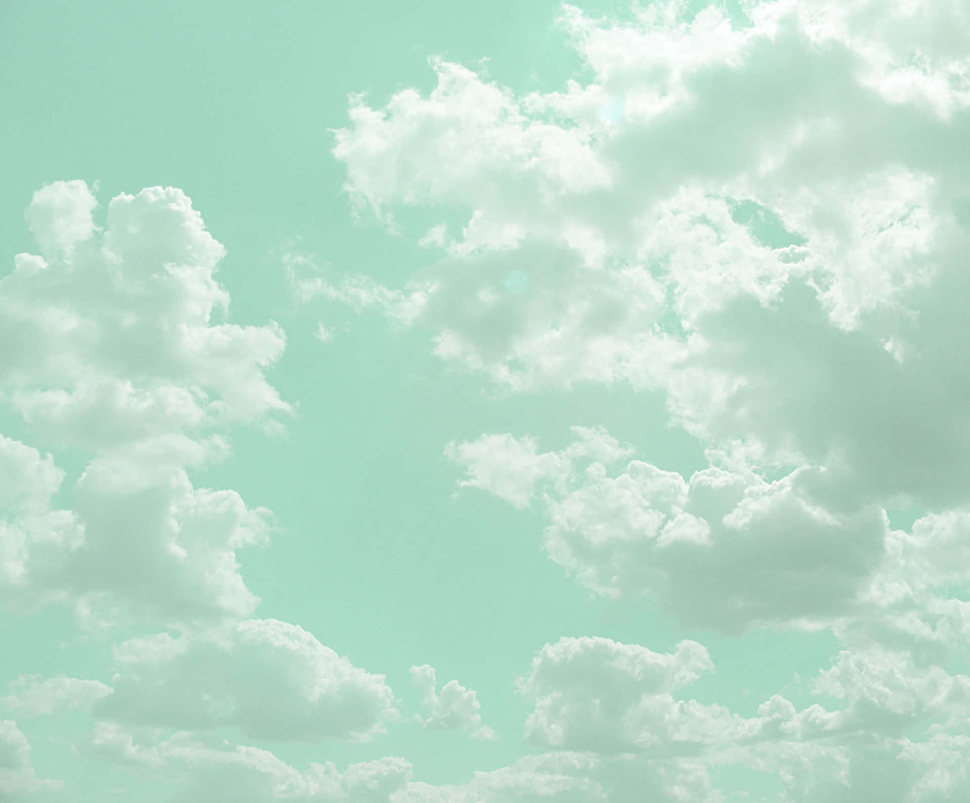 Cute Clouds Mint Green Aesthetic Wallpaper