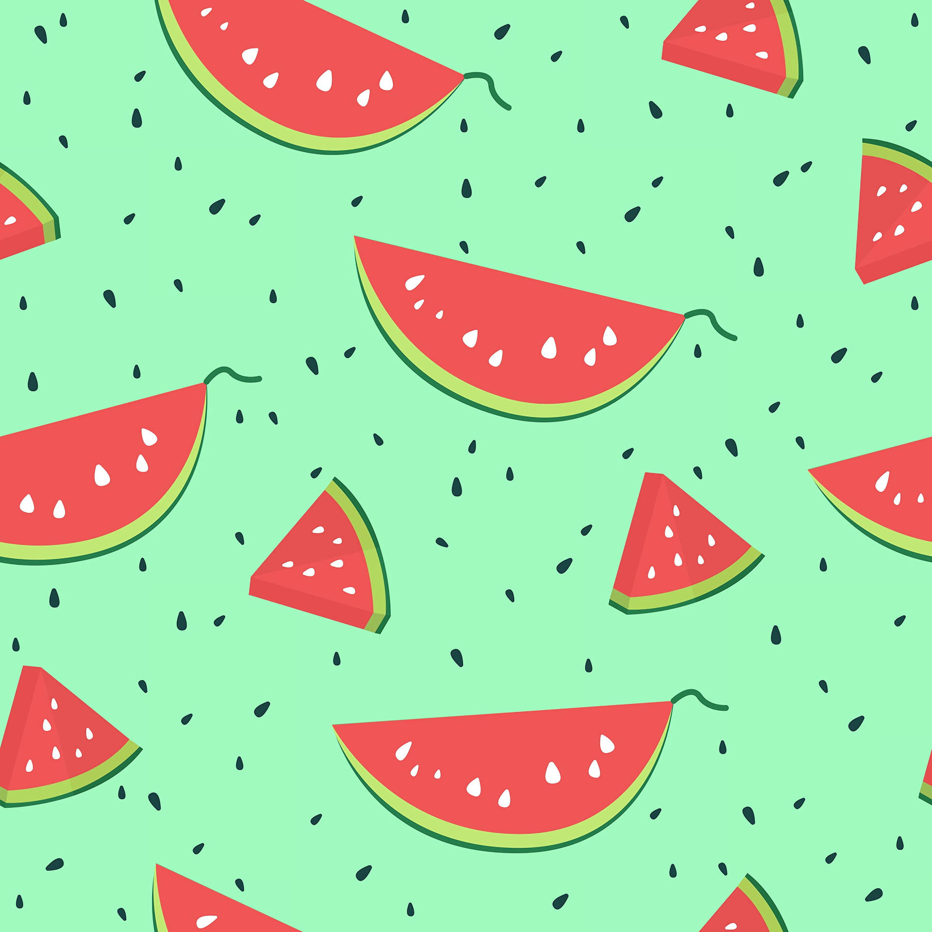 Cute Minty Watermelon Pattern Art Wallpaper
