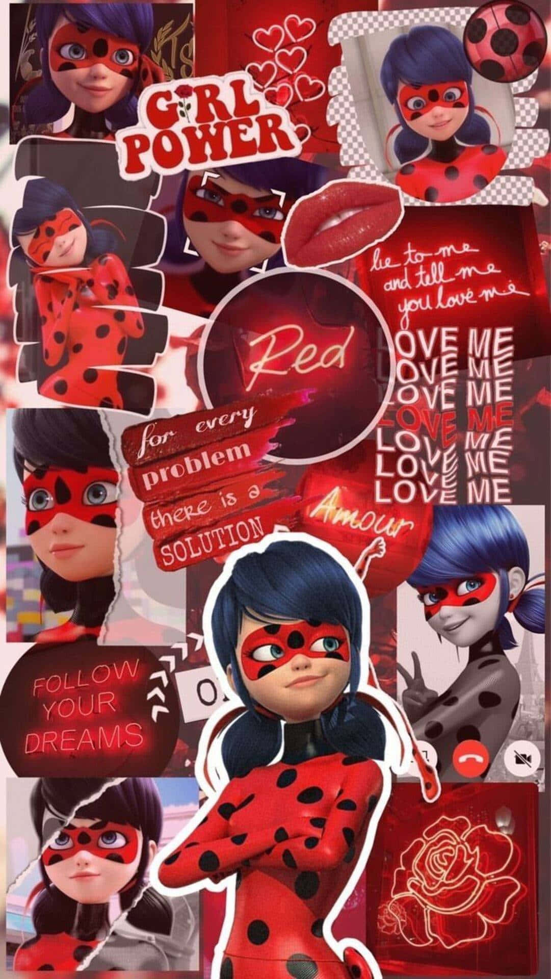 Cute Miraculous Ladybug Red Aesthetic Collage Background