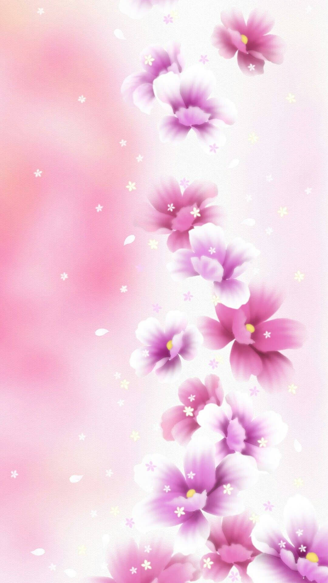 Cute Mobile Purple Pink Flowers Wallpaper