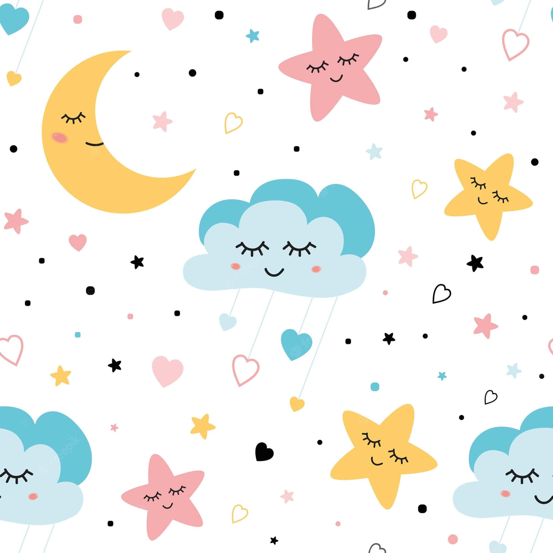 Download An adorable moon lights up a star filled sky. Wallpaper ...