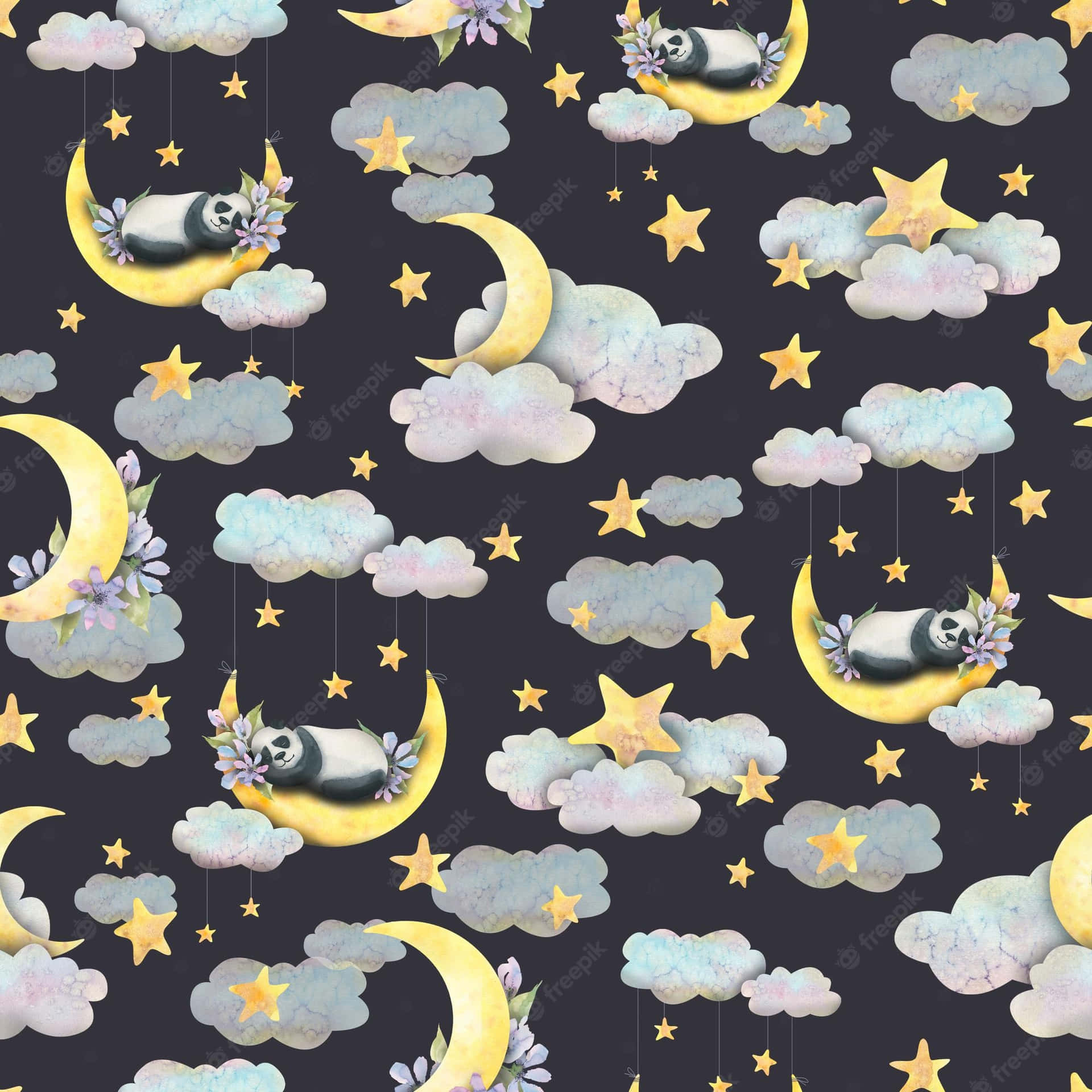 A beautiful night sky with a cute moon Wallpaper