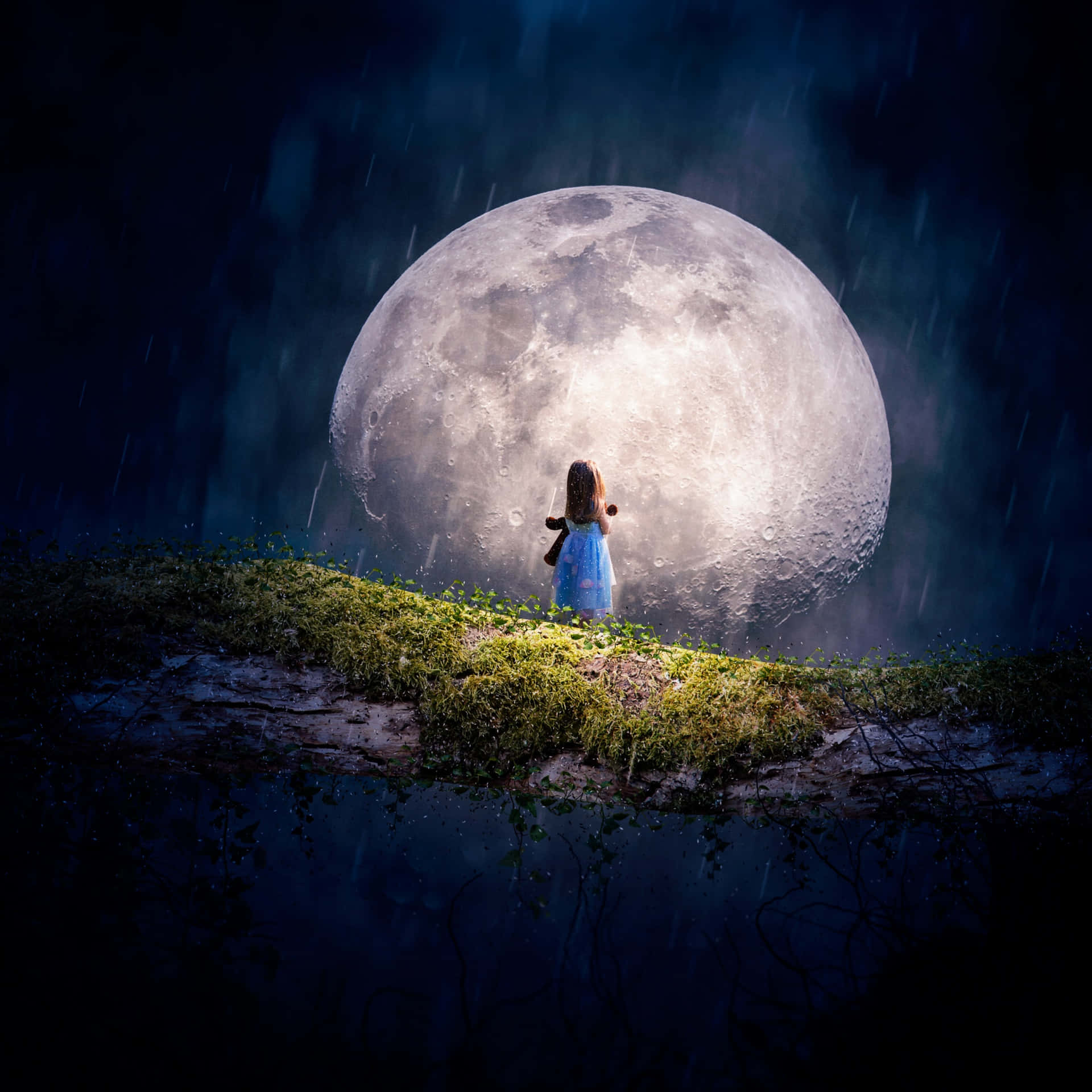 Schauzum Nachthimmel Auf Und Entdecke Den Niedlichsten Mond. Wallpaper