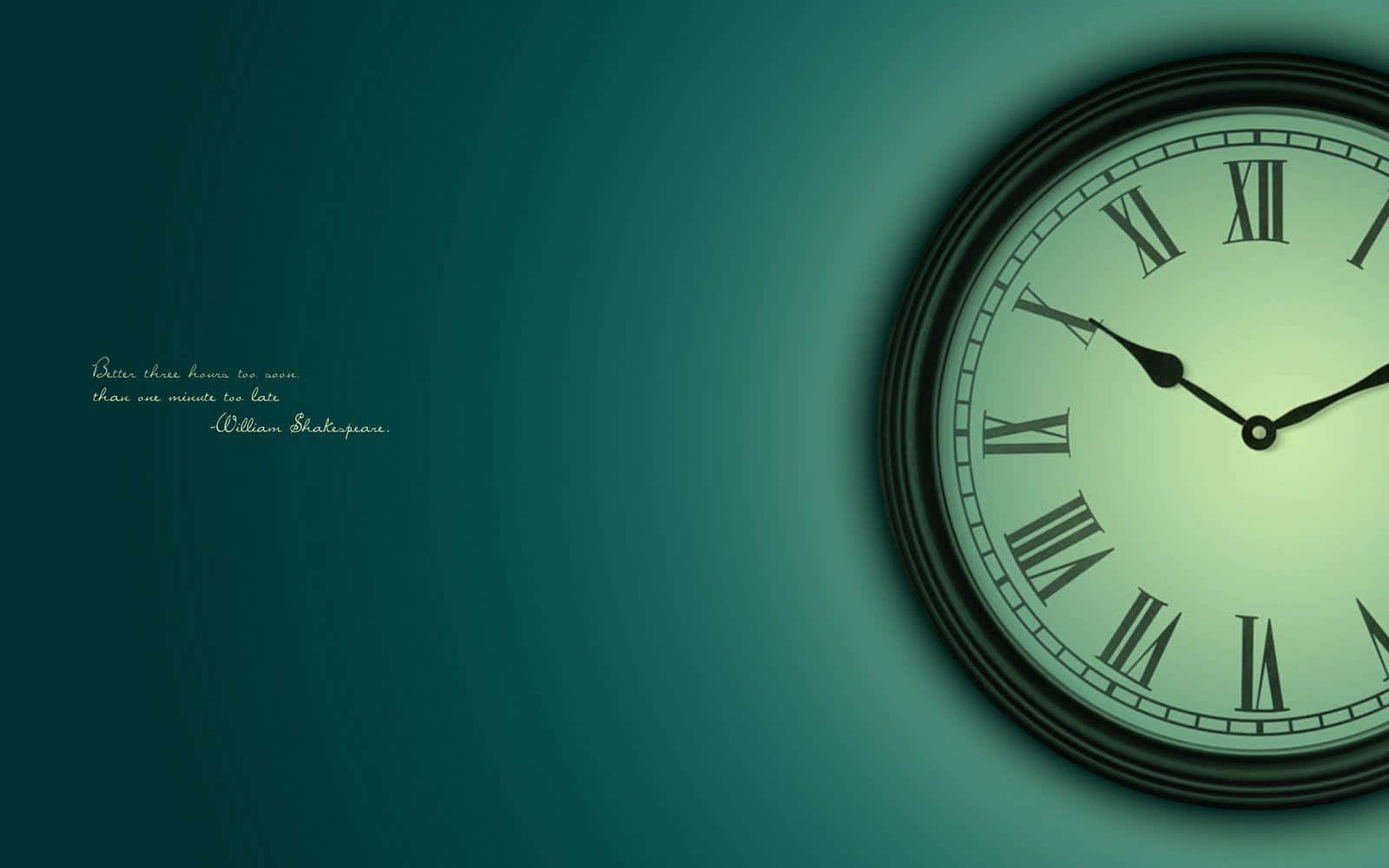 A Clock With Roman Numerals On A Green Background Wallpaper