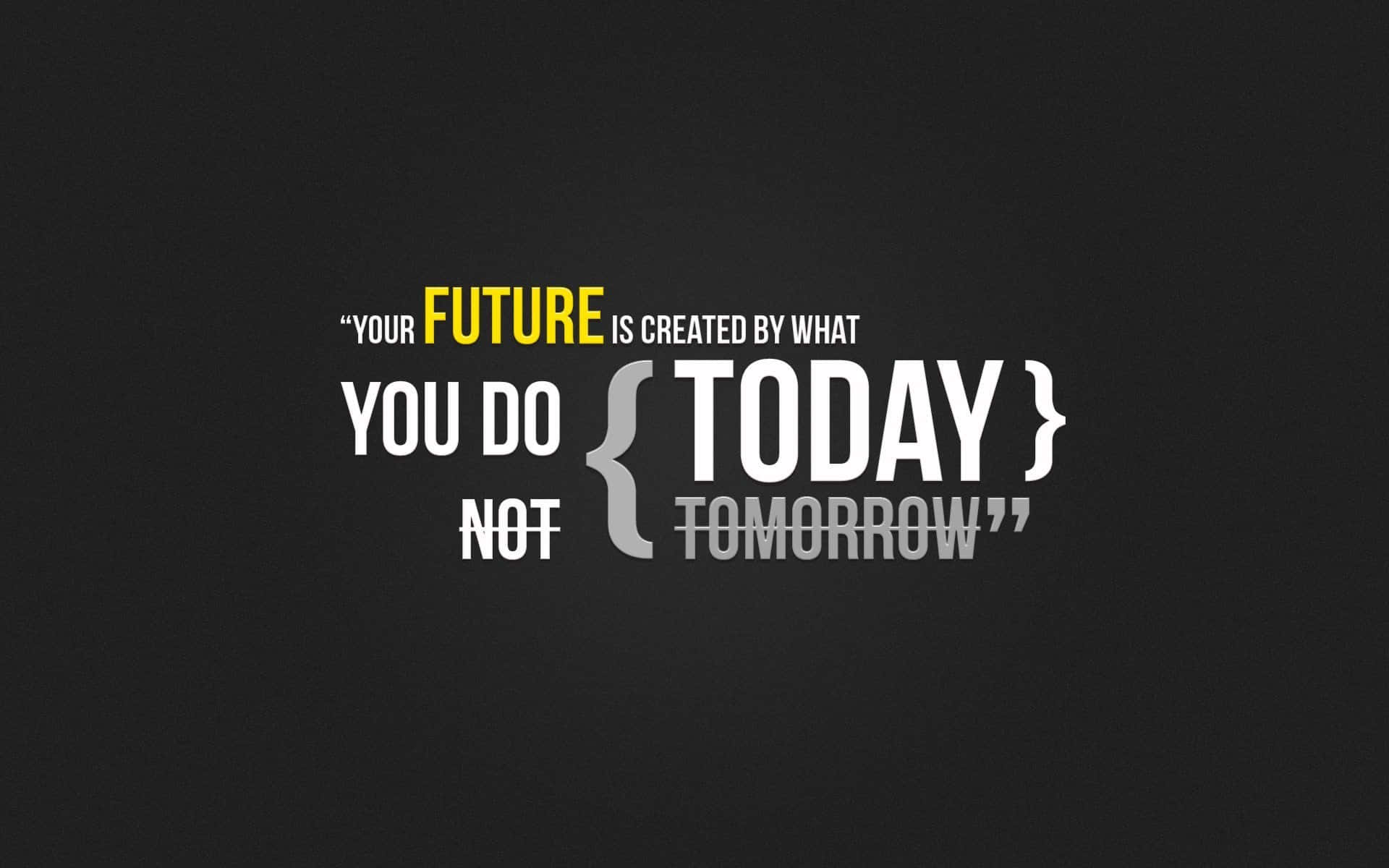A Black Background With A Quote That Says,'your Future Is In Your Hands Today Not Tomorrow' Wallpaper