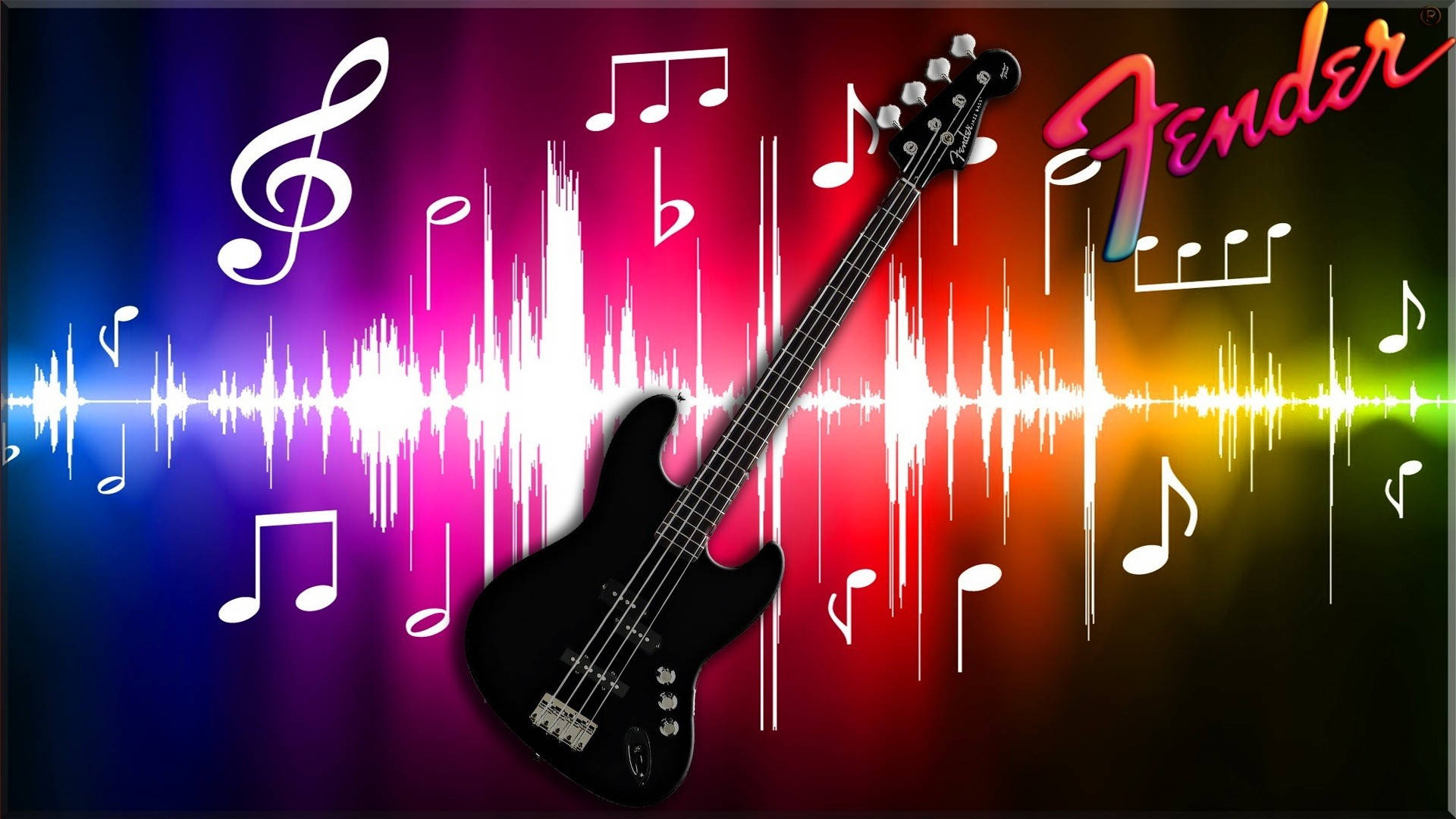 Cute Music Fender Bass Illustration Wallpaper