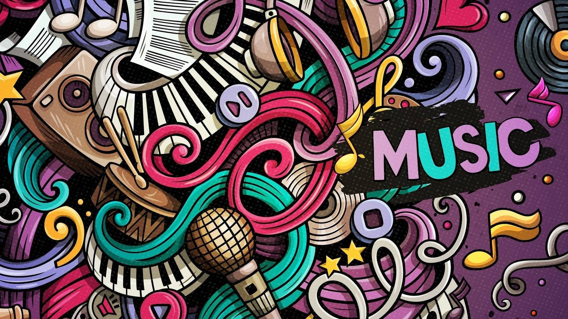 Download Cute Music Icons Abstract Doodle Wallpaper 