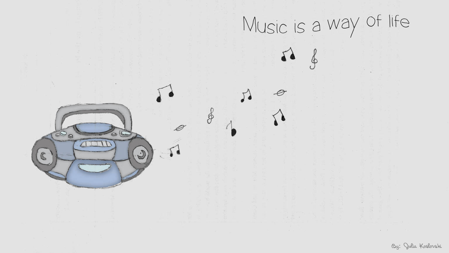 Cute Music Radio Quote With Notes Wallpaper