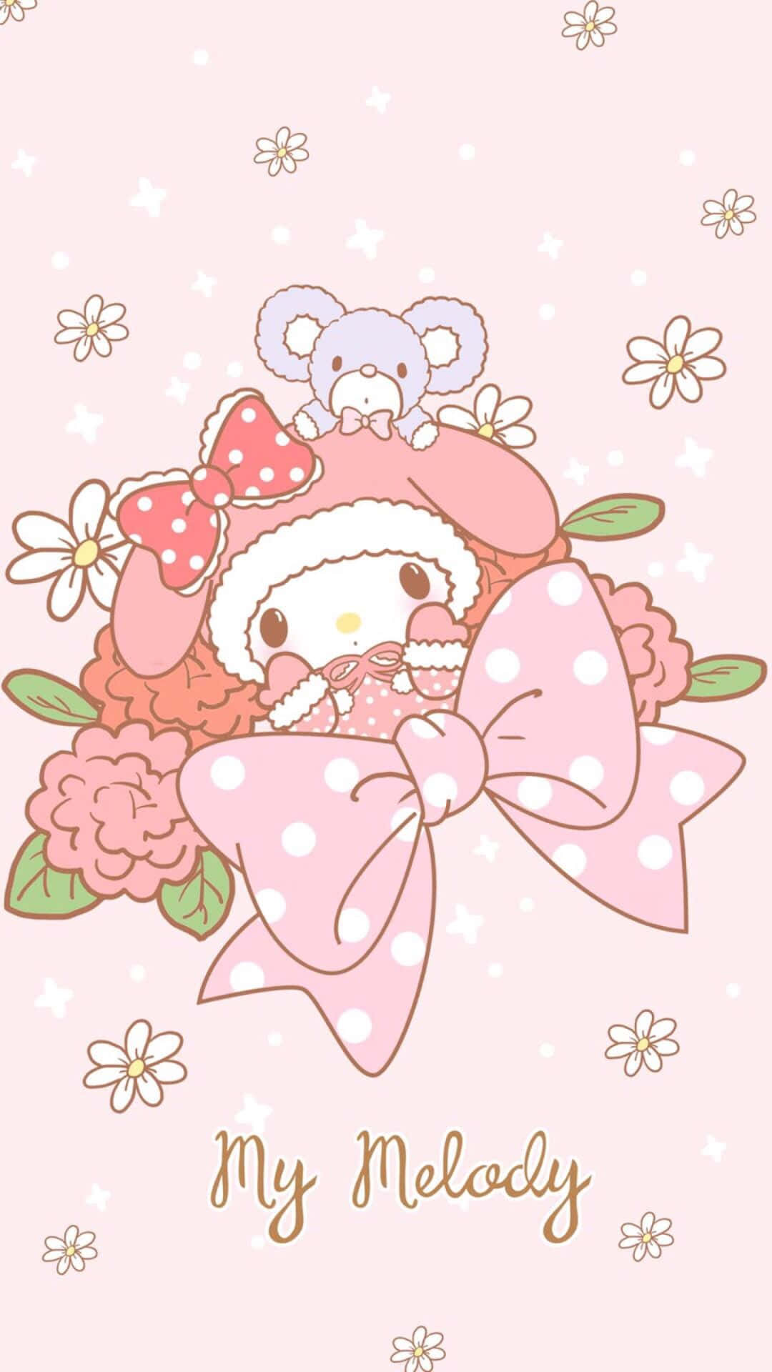 Cute My Melody Bouquet Of Flowers Wallpaper